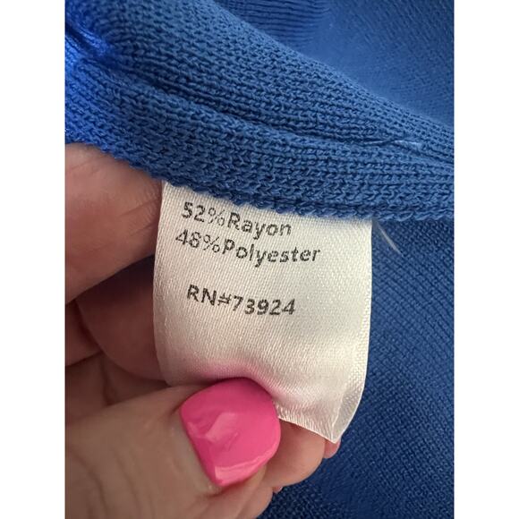 MING WANG Royal Blue Lace Grommet Soft Knit Sheath Dress - Picture 7 of 10